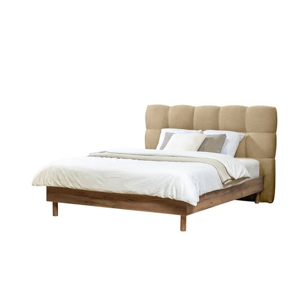 Letto matrimoniale imbottito beige con griglia 140x190 cm Kumo - Bobochic Paris