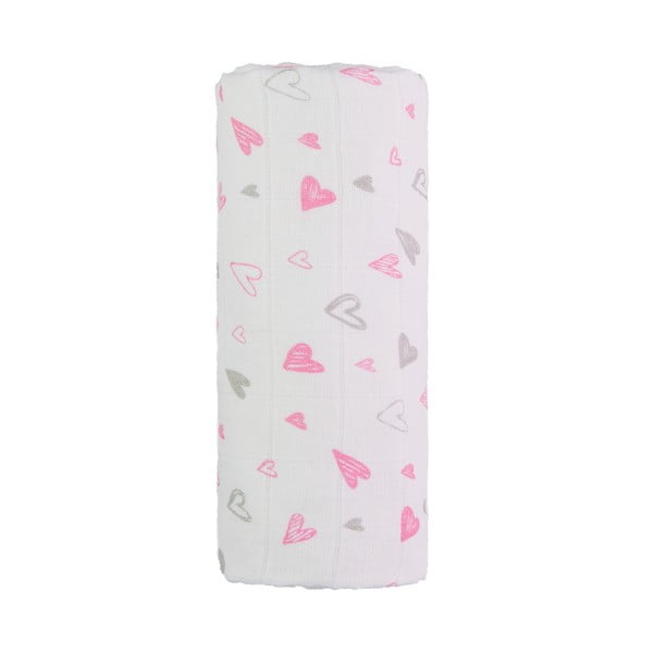 Asciugamano per bambini in cotone Tetra Pink Hearts, 120 x 120 cm Tetra Pink hearts - T-TOMI