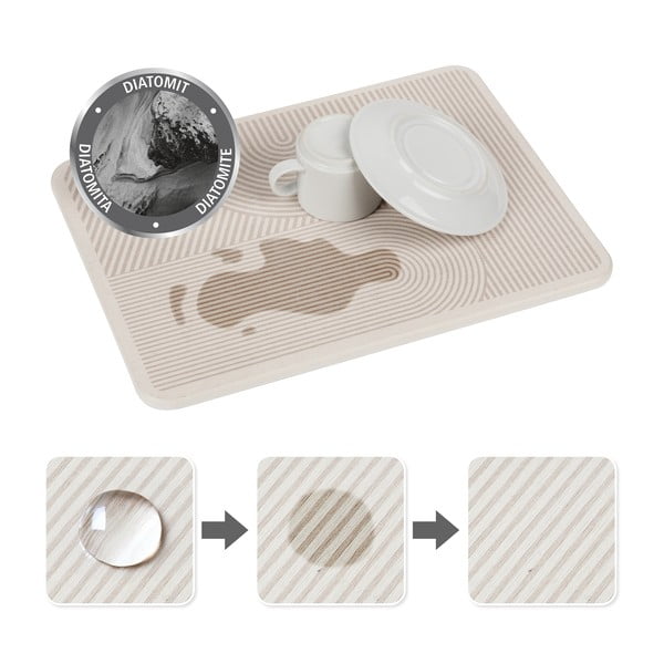 Tappetino scolapiatti beige in diatomite 40x30 cm Damon – Wenko-image-3