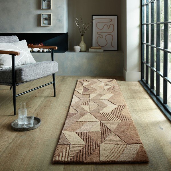 Passatoia in lana intrecciata marrone 60x230 cm Moda Asher - Flair Rugs-image-1