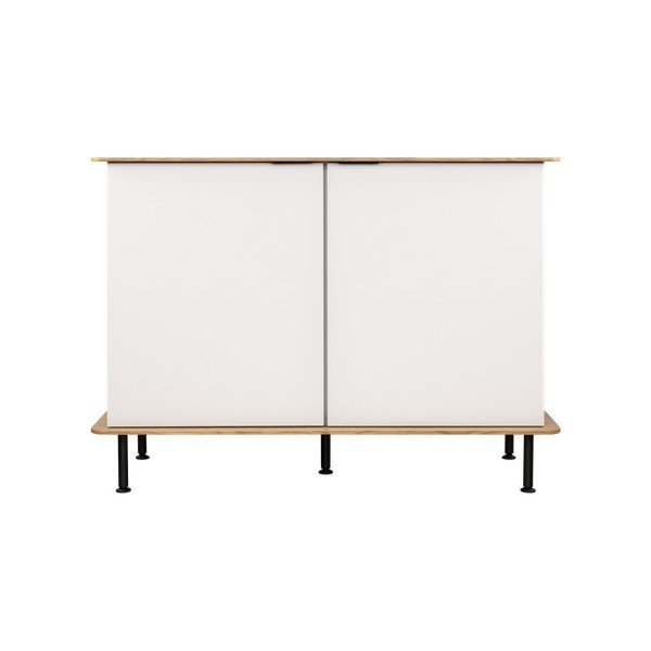 Credenza greige con effetto rovere con apertura per cavi 120x88x50 cm Suumo – noo.ma-image-2