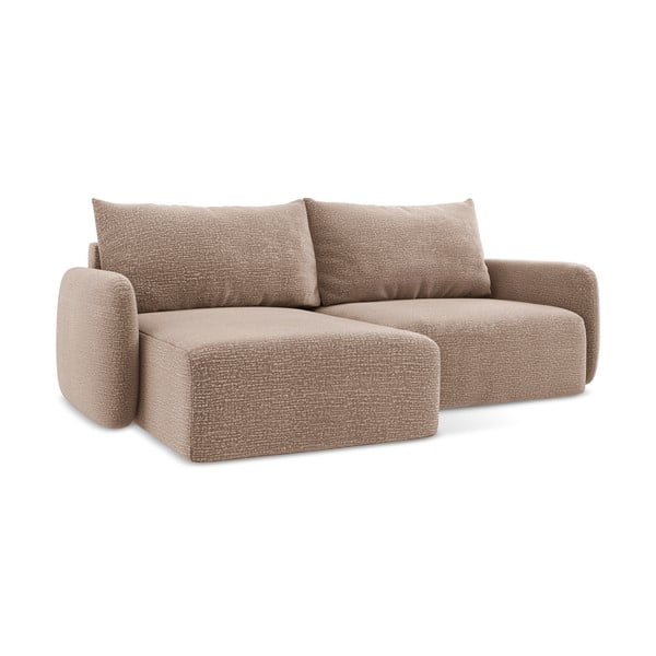 Divano angolare marrone chiaro allungabile/con contenitore (con penisola a sinistra) Kalena – Makamii-image-1