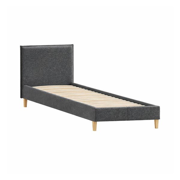 Letto singolo imbottito grigio scuro con griglia 90x200 cm Tina - Ropez