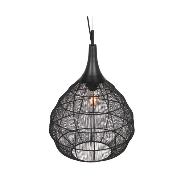 Lampadario nero opaco con paralume in metallo Soraya – Trio-image-1