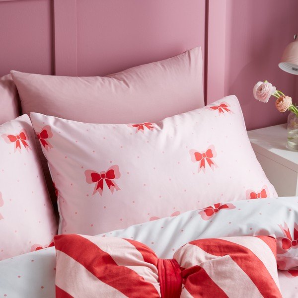 Set copripiumino e federa rosa per letto singolo 135x200 cm Dotty Bows – Sassy B-image-3