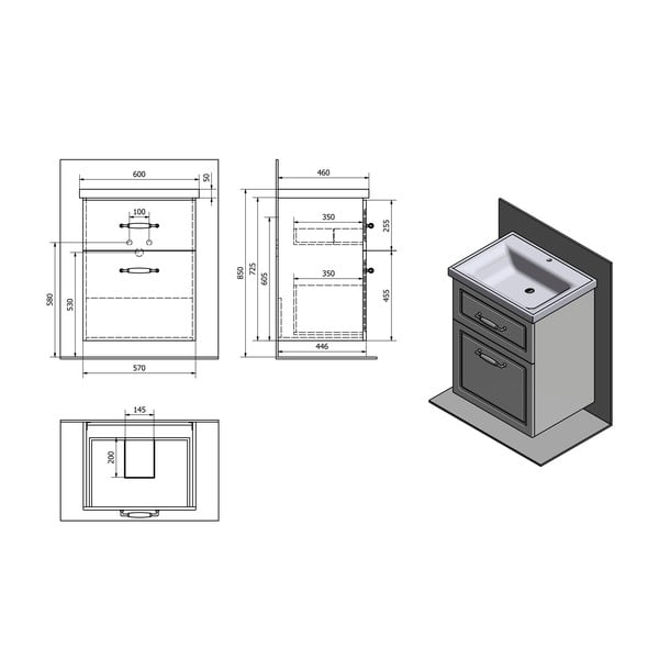 Mobile senza lavabo bianco da appendere 57x72,5 cm Favolo – Sapho-image-3