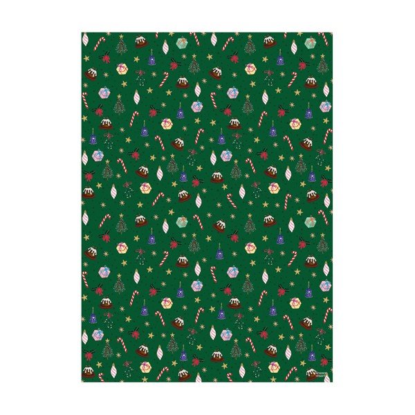 5 fogli di carta da regalo verde , 50 x 70 cm Christmas Fun - eleanor stuart-image-1