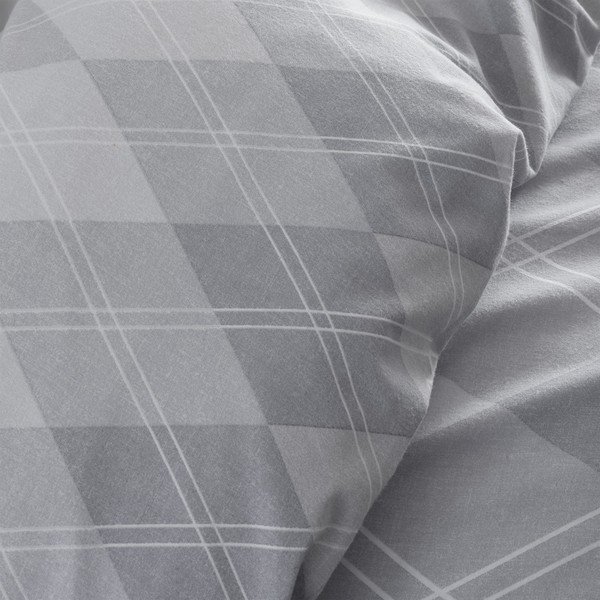 Biancheria da letto singola grigia 135x200 cm Argyle - Catherine Lansfield-image-3