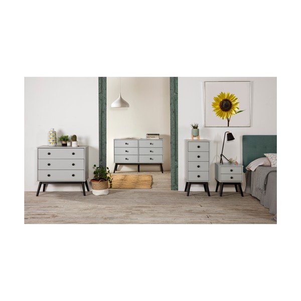 Comodino grigio con cassetti Clem - Marckeric-image-1
