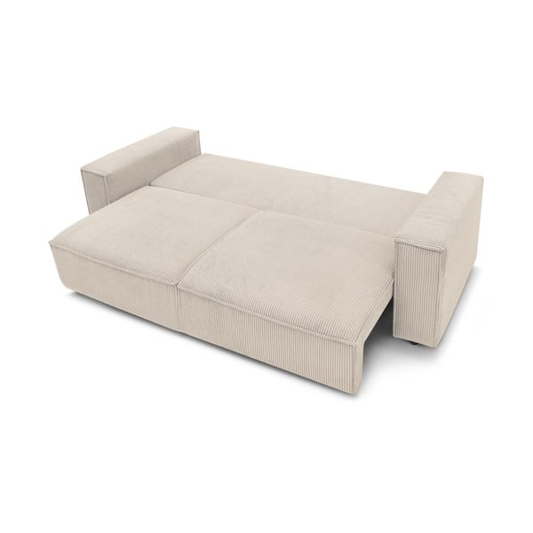 Divano letto in velluto a coste beige 245 cm Nihad - Bobochic Paris-image-4
