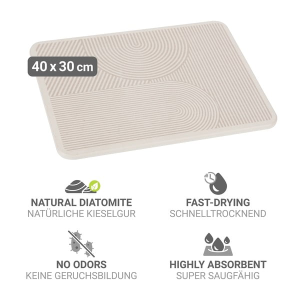 Tappetino scolapiatti beige in diatomite 40x30 cm Damon – Wenko-image-4