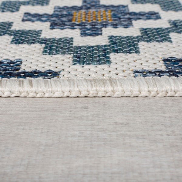 Tappeto da interno e esterno giallo e blu 120x170 cm Zia Trellis – Flair Rugs-image-4