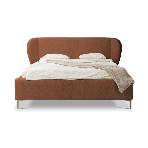 Letto matrimoniale imbottito color terracotta con rete inclusa 160x200 cm Makana – Makamii-image-3