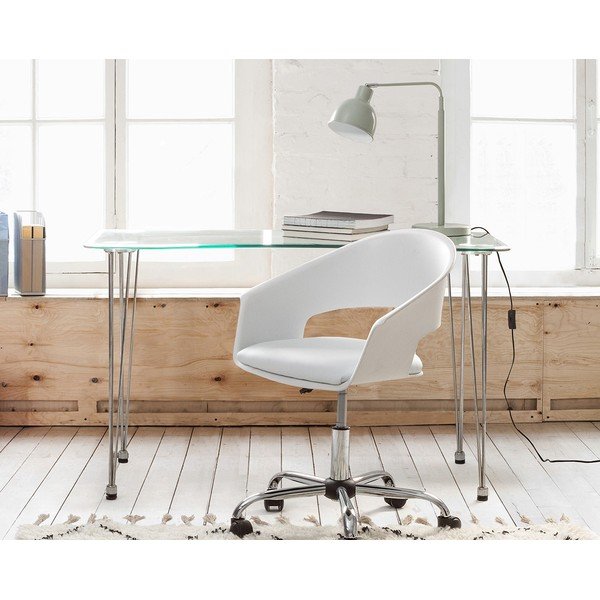 Scrivania con piano in vetro 60x120 cm Rondo – Bizzotto-image-1