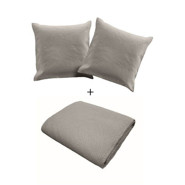 Set con copriletto e federa grigio in microfibra con rivestimento trapuntato 240x220 cm Romane – douceur d'intérieur-image-2