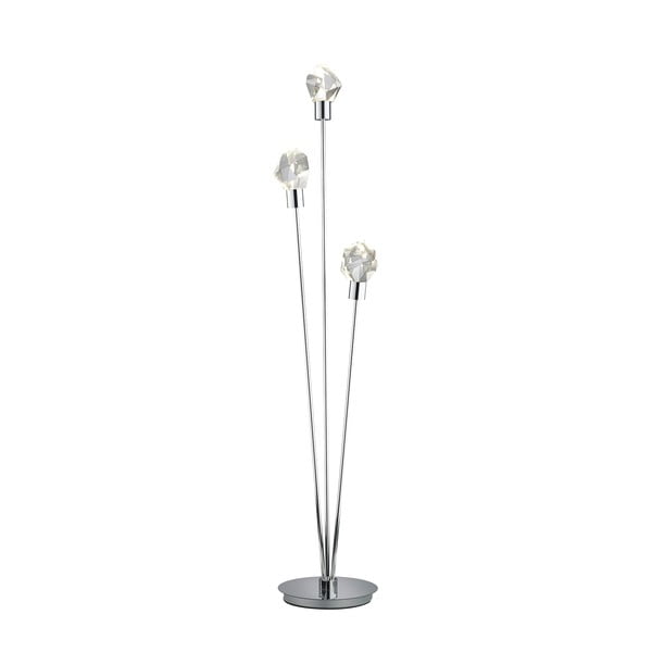 Lampada da terra LED argentata con paralume in vetro (altezza totale 150 cm) Verano – Trio Select
