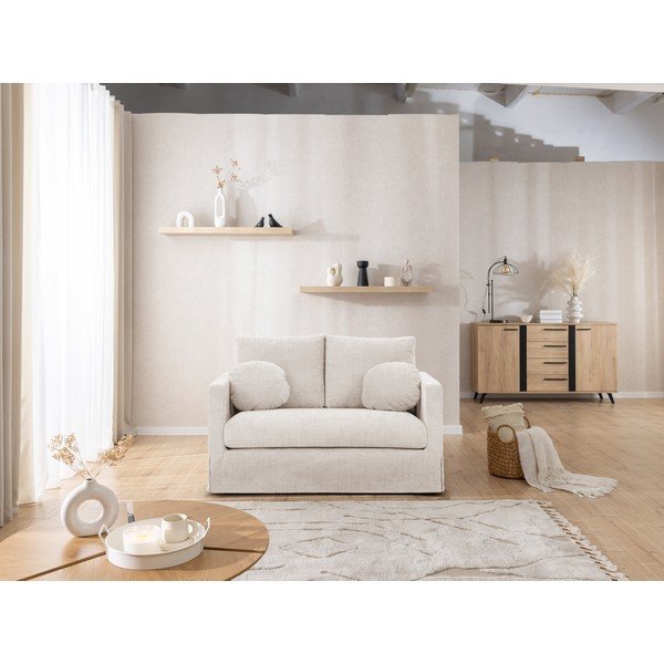 Divano color crema 140 cm Paphos – Ropez-image-1