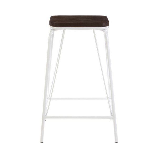 Sgabello bianco/colore naturale scuro in olmo massiccio District – Premier Housewares-image-2