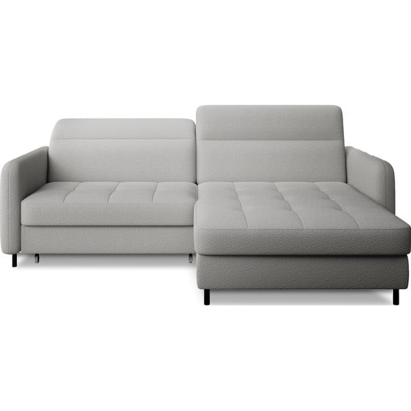 Divano angolare grigio allungabile/con contenitore (con penisola a destra/con chaise lounge) e rivestimento in bouclé Gomsi – ELTAP