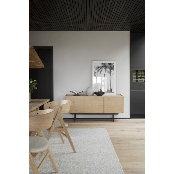 Cassettiera bassa in rovere decorato in colore naturale 160x74 cm Brewerton - Rowico-image-1
