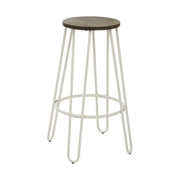 Sedia da bar bianca/di colore naturale in olmo massiccio (altezza della seduta 75 cm) District – Premier Housewares