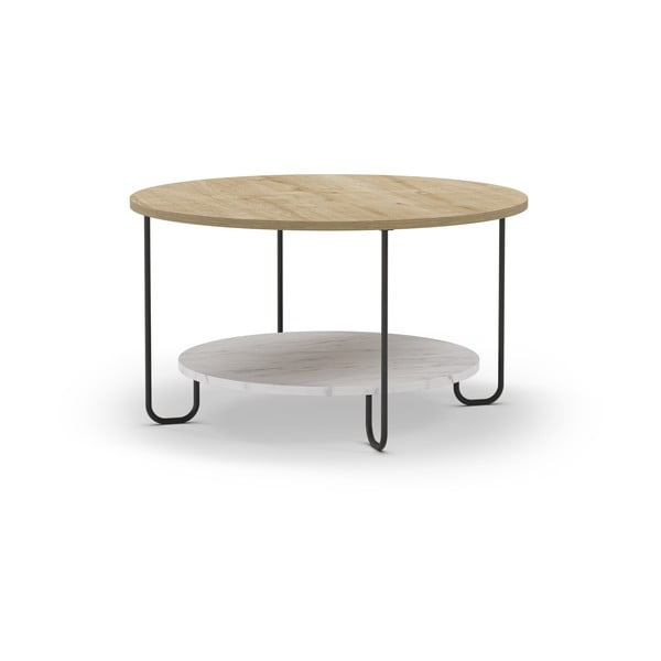 Tavolino rotondo con piano in rovere naturale ø 80 cm Tonka - Marckeric-image-2