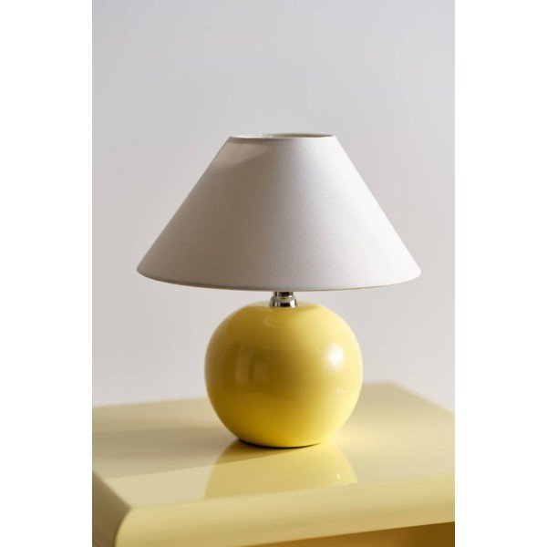 Lampada da tavolo gialla/color crema in ceramica (altezza totale 29 cm) Karamell – Jotex-image-2