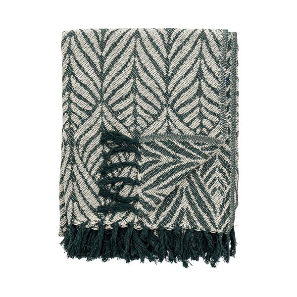 Coperta verde e beige in cotone riciclato 130x160 cm Ugento – Bloomingville-image-4