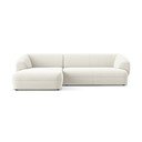 Divano angolare bianco (con penisola a sinistra) con rivestimento in velluto Moana – Makamii