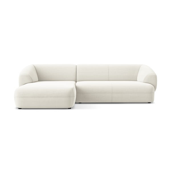 Divano angolare bianco (con penisola a sinistra) con rivestimento in velluto Moana – Makamii