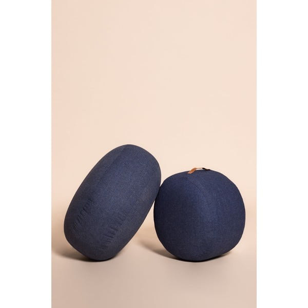 Pouf Zerio blu scuro, ø 50 cm Mochi - Hübsch-image-3