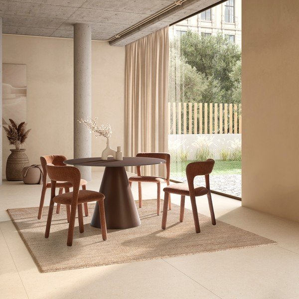 Tavolo da pranzo rotondo con piano in vetro ø 120 cm Vida – MOME-image-1