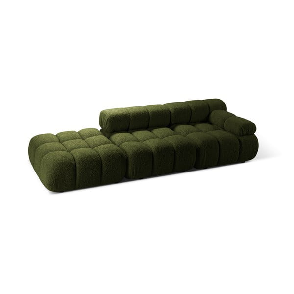 Divano componibile verde con rivestimento in bouclé 288 cm Bellis – Micadoni -image-3