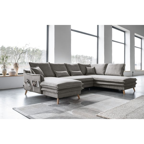 Divano letto angolare grigio (angolo destro/"U") Charming Charlie - Miuform-image-3