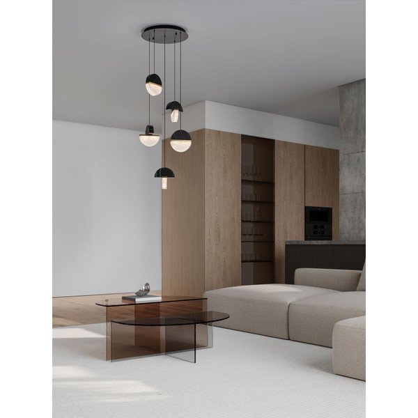 Lampadario LED nero in metallo con intensità regolabile ø 46 cm Dorin – Nova Luce-image-1