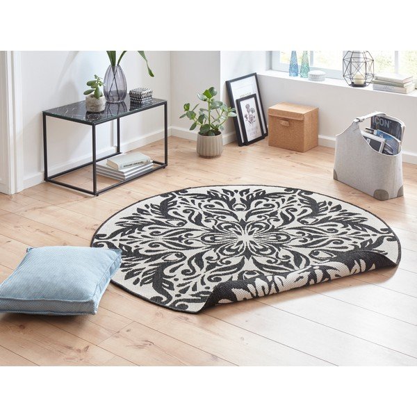 Tappeto da esterno nero e crema , ⌀ 200 cm Madrid - NORTHRUGS-image-1