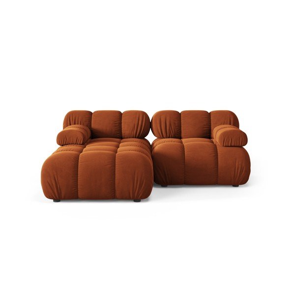 Divano angolare componibile color terracotta (con penisola a sinistra/con chaise lounge) con rivestimento in velluto – Micadoni 