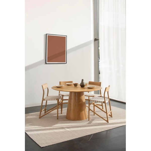 Sedia da pranzo in legno massiccio di quercia con seduta bianca Fawn - Gazzda-image-2