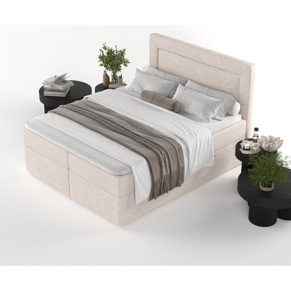 Letto boxspring beige con contenitore 160x200 cm Imagine - Maison de Rêve-image-4