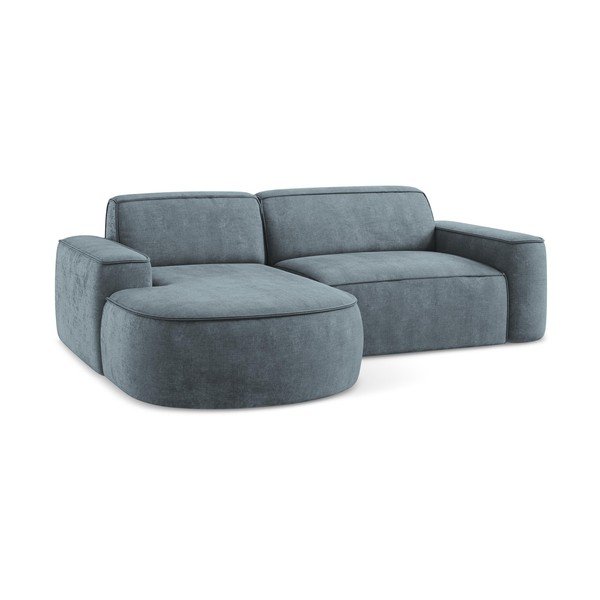 Divano angolare blu polveroso (con penisola a sinistra/con chaise lounge) con rivestimento in ciniglia Omao – Makamii-image-4