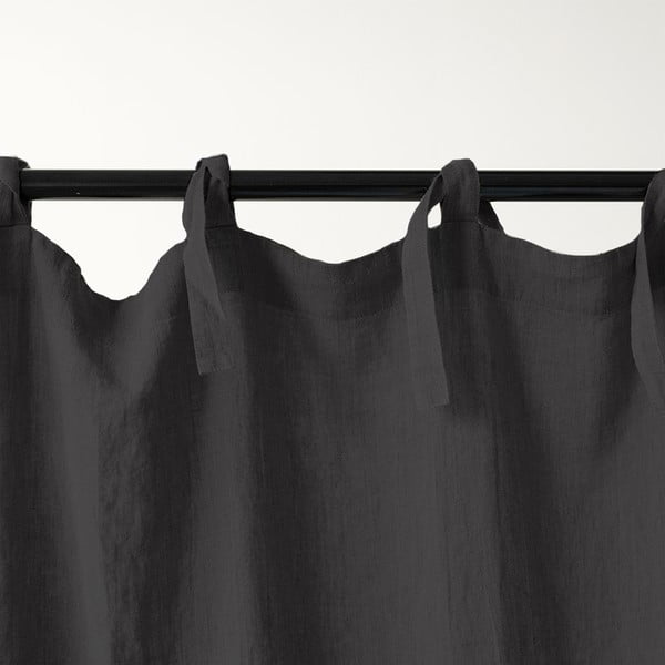 Tenda di lino grigio scuro con passanti Night Time, 250 x 140 cm Dark Grey - Linen Tales-image-2