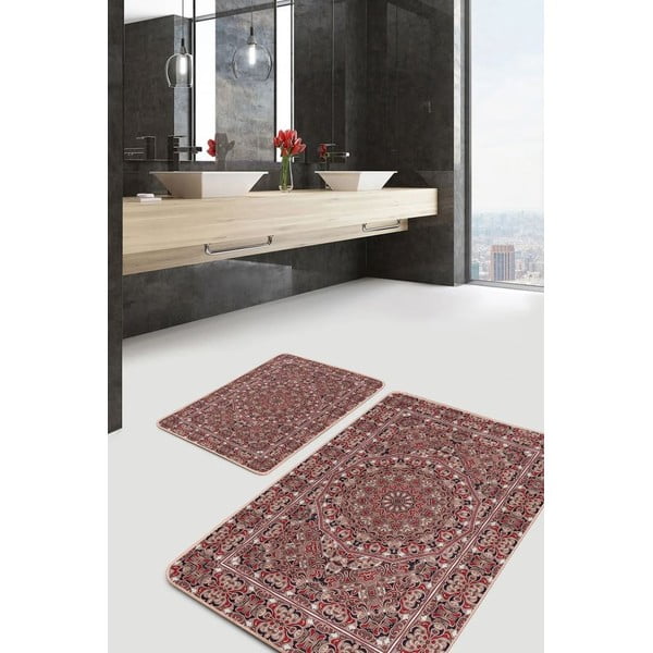 Set di tappetini per il bagno marroni in velluto 2 pz 60x100 cm – Mila Home-image-4