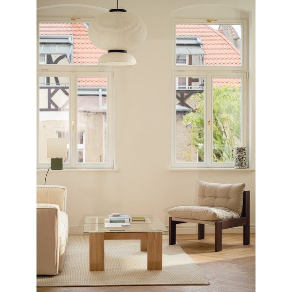 Tavolino da salotto di colore naturale con piano in vetro 86x132 cm Naiko – noo.ma-image-2
