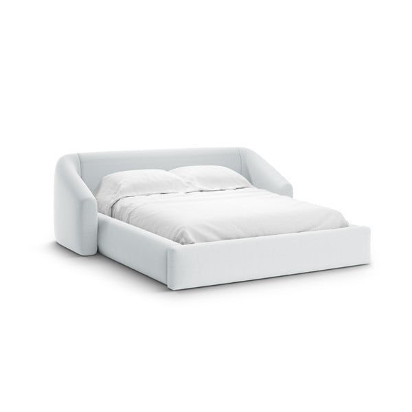 Letto matrimoniale imbottito grigio chiaro con contenitore con rete inclusa 160x200 cm Campi – Cosmopolitan Design