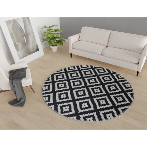 Tappeto rotondo lavabile bianco e nero ø 120 cm - Vitaus-image-1