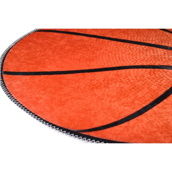 Tappeto per bambini arancione lavabile ø100 cm Basketball – Vitaus-image-2