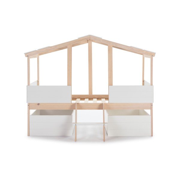 Letto per bambini a cupola/elevato 90x190 cm, colore bianco/naturale Parma - Marckeric-image-4