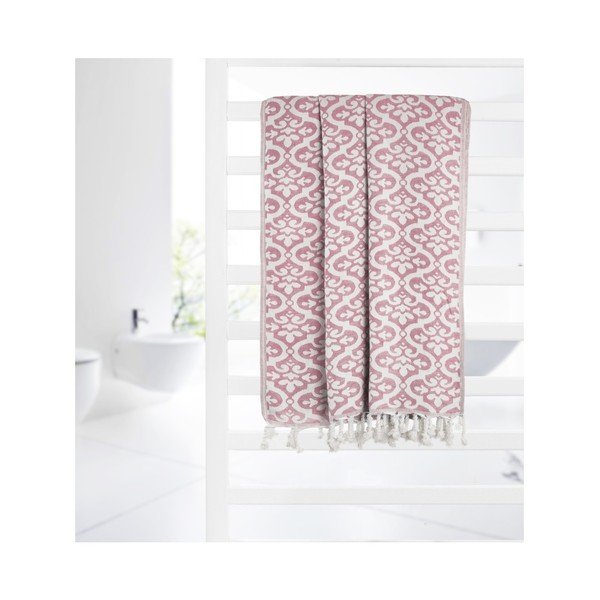 Asciugamano hammam rosa Bonita, 165 x 100 cm - Kate Louise-image-3