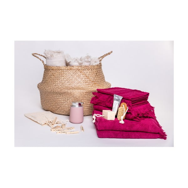 Set di 6 asciugamani rossi e 2 asciugamani da bagno in 100% cotone - Bonami Selection-image-3