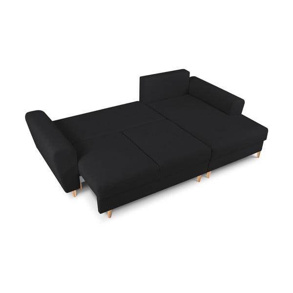 Divano angolare nero allungabile e con contenitore (con penisola a destra/con chaise lounge) con rivestimento in bouclé Kyoto – Cosmopolitan Design-image-2